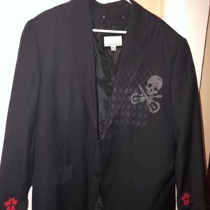 Wilsons Leather XL BLK/BLK Pinstripe Blazer/SC